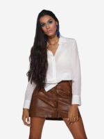 Silk long shirt white